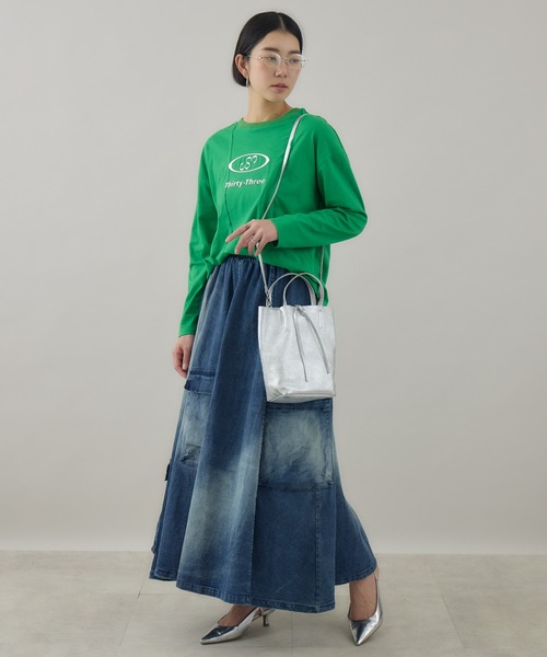 Paradise Picnic（パラダイスピクニック）の「33℃ メタリックロゴTシャツ（Tシャツ/カットソー・レディース・ホワイト/ブラック/グリーン・FREE）」の10枚目の写真