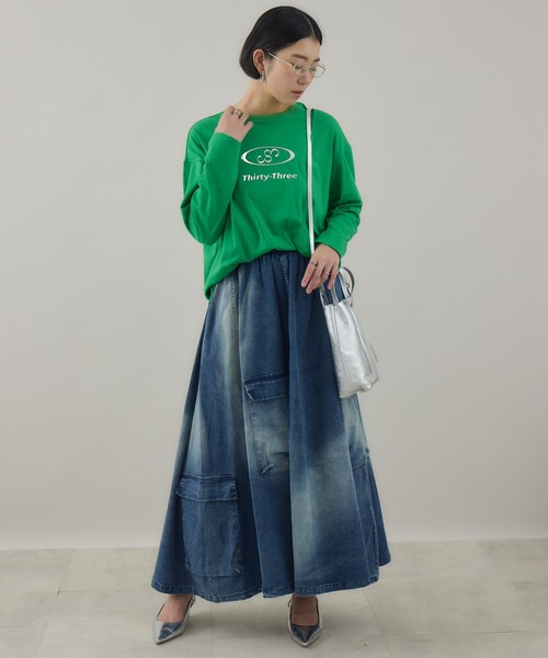 Paradise Picnic（パラダイスピクニック）の「33℃ メタリックロゴTシャツ（Tシャツ/カットソー・レディース・ホワイト/ブラック/グリーン・FREE）」の11枚目の写真