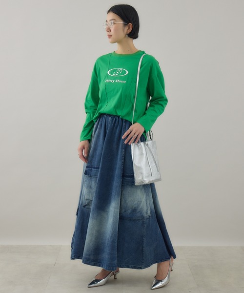 Paradise Picnic（パラダイスピクニック）の「33℃ メタリックロゴTシャツ（Tシャツ/カットソー・レディース・ホワイト/ブラック/グリーン・FREE）」の12枚目の写真