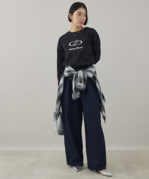 Paradise Picnic（パラダイスピクニック）の「33℃ メタリックロゴTシャツ（Tシャツ/カットソー・レディース・ホワイト/ブラック/グリーン・FREE）」の4枚目の写真