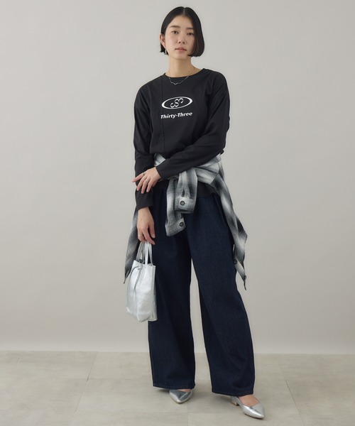 Paradise Picnic（パラダイスピクニック）の「33℃ メタリックロゴTシャツ（Tシャツ/カットソー・レディース・ホワイト/ブラック/グリーン・FREE）」の5枚目の写真