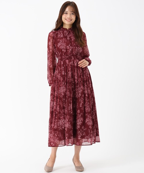 MISCH MASCH（ミッシュマッシュ）の「フラワージュイプリーツワンピース（ワンピース・レディース・ブラウン/レッド/アイボリー・S/M）」の9枚目の写真
