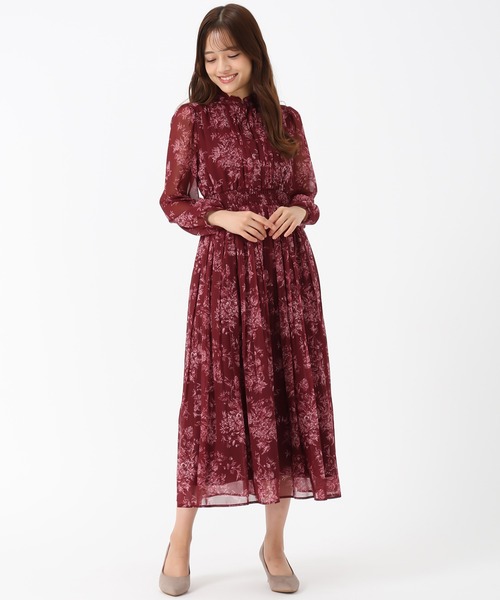 MISCH MASCH（ミッシュマッシュ）の「フラワージュイプリーツワンピース（ワンピース・レディース・ブラウン/レッド/アイボリー・S/M）」の10枚目の写真