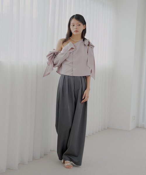 Chico（チコ）の「【SALON by Chico】アシメデザインビッグリボンシャツ（シャツ/ブラウス・レディース・グレー系その他2/ピンク/ホワイト・FREE）」の10枚目の写真