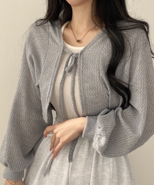 ADDITION STORE(アディションストア)の「【 フルシーズン使える♪】クロップド ワイドスリーブ ボレロ / Cropped Wide Sleeve Bolero(カーディガン/ボレロ・レディース・グレー/オフホワイト/ブラック・FREE)」の1枚目の写真