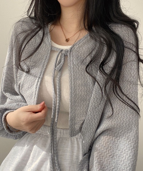 ADDITION STORE(アディションストア)の「【 フルシーズン使える♪】クロップド ワイドスリーブ ボレロ / Cropped Wide Sleeve Bolero(カーディガン/ボレロ・レディース・グレー/オフホワイト/ブラック・FREE)」の9枚目の写真