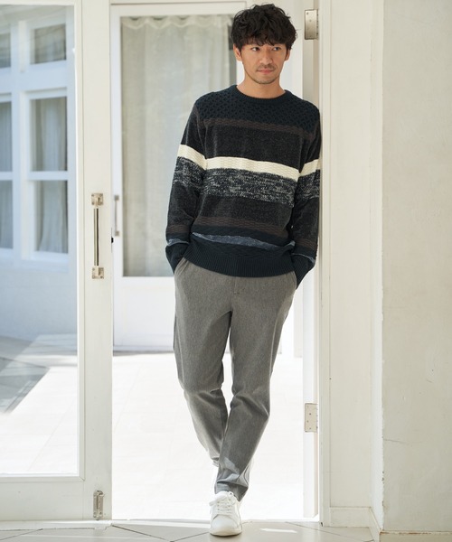 ikka(イッカ)の「モールミックスボーダーニット(ニット/セーター・メンズ・ワイン/ブラック/ネイビー/グリーン・M/XL/L/S)」の14枚目の写真