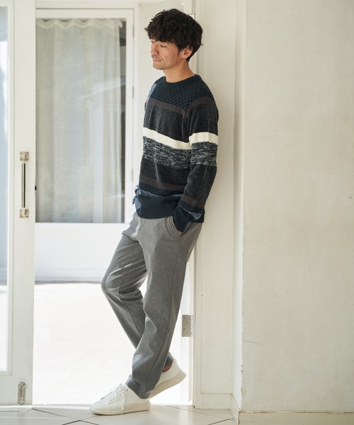 ikka(イッカ)の「モールミックスボーダーニット(ニット/セーター・メンズ・ワイン/ブラック/ネイビー/グリーン・M/XL/L/S)」の15枚目の写真