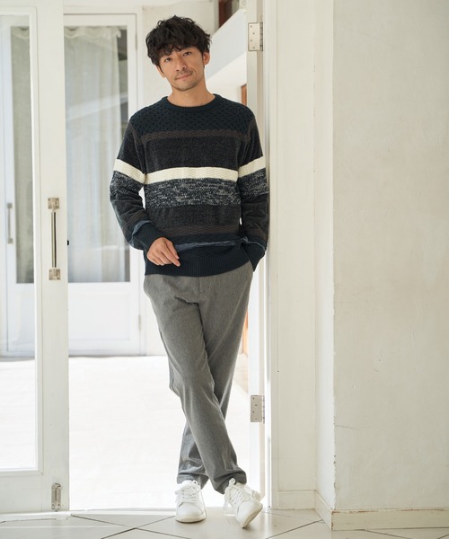 ikka(イッカ)の「モールミックスボーダーニット(ニット/セーター・メンズ・ワイン/ブラック/ネイビー/グリーン・M/XL/L/S)」の16枚目の写真