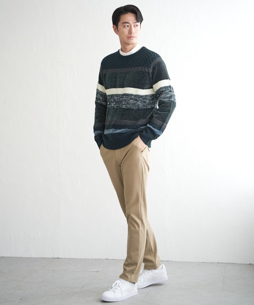 ikka(イッカ)の「モールミックスボーダーニット(ニット/セーター・メンズ・ワイン/ブラック/ネイビー/グリーン・M/XL/L/S)」の19枚目の写真