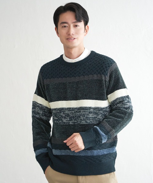 ikka(イッカ)の「モールミックスボーダーニット(ニット/セーター・メンズ・ワイン/ブラック/ネイビー/グリーン・M/XL/L/S)」の20枚目の写真