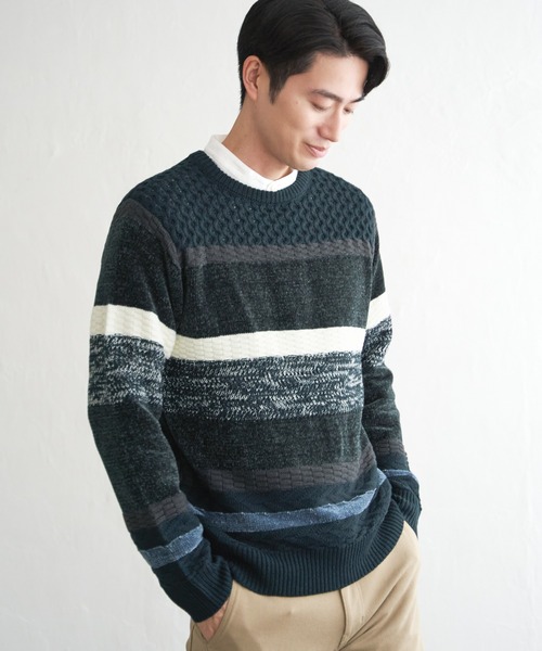 ikka(イッカ)の「モールミックスボーダーニット(ニット/セーター・メンズ・ワイン/ブラック/ネイビー/グリーン・M/XL/L/S)」の21枚目の写真