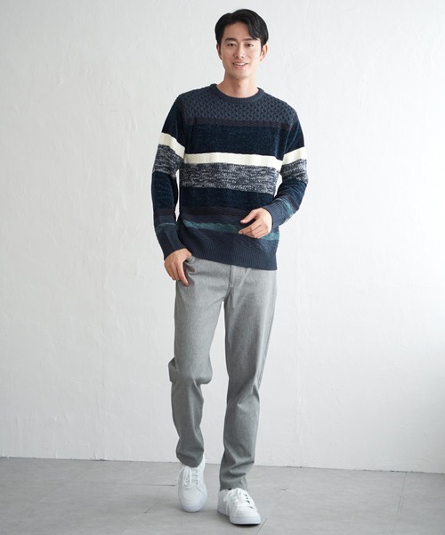 ikka(イッカ)の「モールミックスボーダーニット(ニット/セーター・メンズ・ワイン/ブラック/ネイビー/グリーン・M/XL/L/S)」の22枚目の写真