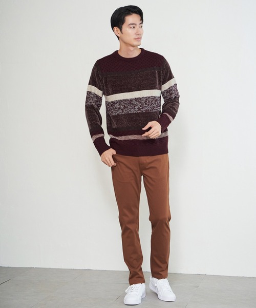ikka(イッカ)の「モールミックスボーダーニット(ニット/セーター・メンズ・ワイン/ブラック/ネイビー/グリーン・M/XL/L/S)」の5枚目の写真