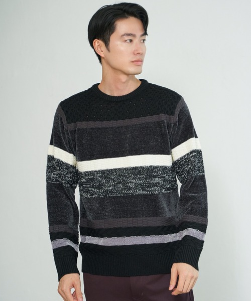 ikka(イッカ)の「モールミックスボーダーニット(ニット/セーター・メンズ・ワイン/ブラック/ネイビー/グリーン・M/XL/L/S)」の10枚目の写真