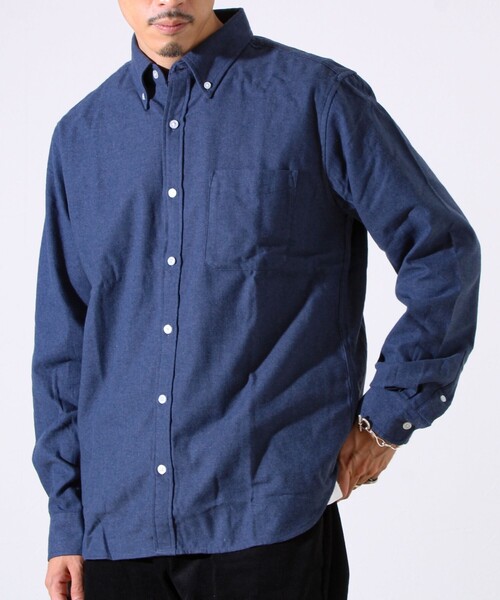 GLOSTER（グロスター）の「＜つぶし衿＞U.S.COTTON混 ボタンダウンネルシャツ（シャツ/ブラウス・メンズ・チャコールグレー/ネイビー/サックスブルー/ピンク・M/L/XL）」の3枚目の写真