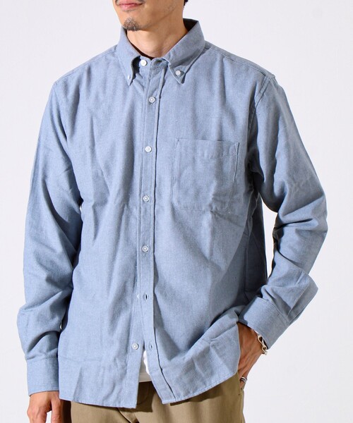 GLOSTER（グロスター）の「＜つぶし衿＞U.S.COTTON混 ボタンダウンネルシャツ（シャツ/ブラウス・メンズ・チャコールグレー/ネイビー/サックスブルー/ピンク・M/L/XL）」の4枚目の写真