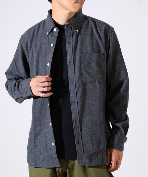 GLOSTER（グロスター）の「＜つぶし衿＞U.S.COTTON混 ボタンダウンネルシャツ（シャツ/ブラウス・メンズ・チャコールグレー/ネイビー/サックスブルー/ピンク・M/L/XL）」の2枚目の写真