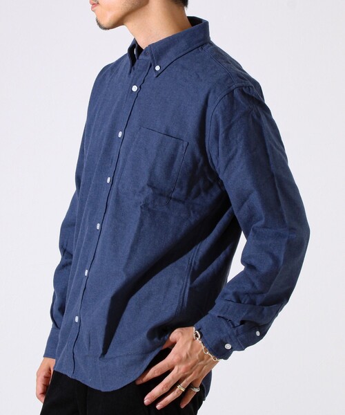 GLOSTER（グロスター）の「＜つぶし衿＞U.S.COTTON混 ボタンダウンネルシャツ（シャツ/ブラウス・メンズ・チャコールグレー/ネイビー/サックスブルー/ピンク・M/L/XL）」の8枚目の写真