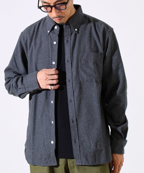 GLOSTER（グロスター）の「＜つぶし衿＞U.S.COTTON混 ボタンダウンネルシャツ（シャツ/ブラウス・メンズ・チャコールグレー/ネイビー/サックスブルー/ピンク・M/L/XL）」の19枚目の写真