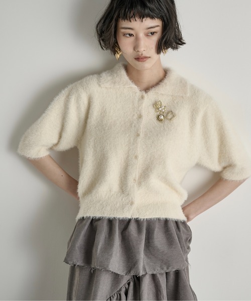 セール】フェザーニットポロカーデ（カーディガン/ボレロ）｜THE YOn