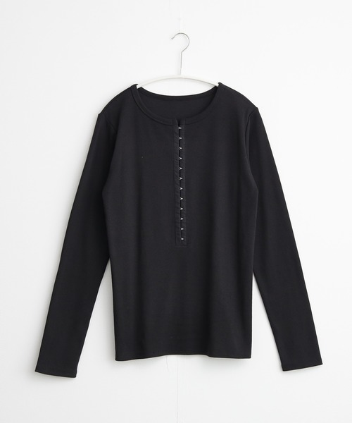 ホックテープヘンリーネックトップス【サスティナブル】（Tシャツ