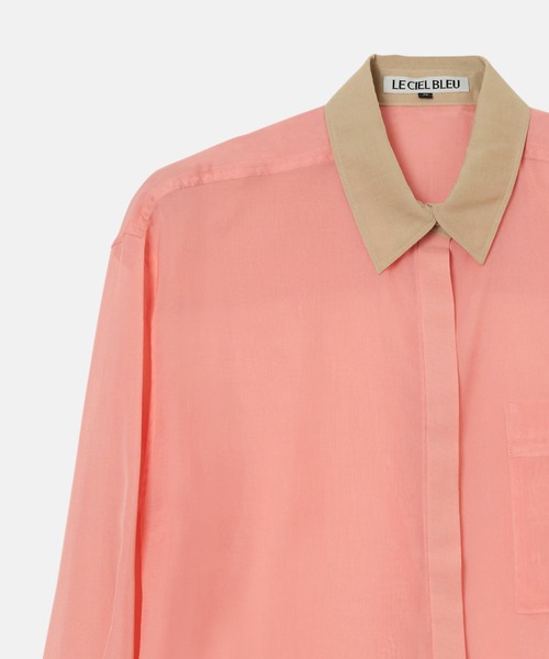 LE CIEL BLEU(ルシェルブルー)の「シアーシャツwコントラストカラー / Sheer Shirt w/Contrast Collar(シャツ/ブラウス・レディース・ブラック/ライトピンク・36)」の11枚目の写真