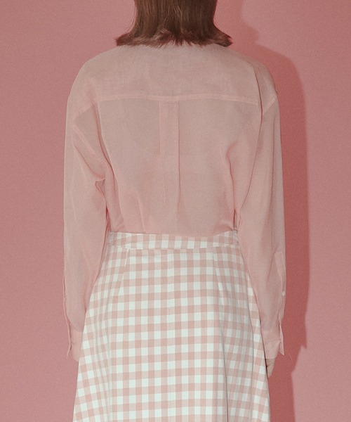 LE CIEL BLEU(ルシェルブルー)の「シアーシャツwコントラストカラー / Sheer Shirt w/Contrast Collar(シャツ/ブラウス・レディース・ブラック/ライトピンク・36)」の15枚目の写真