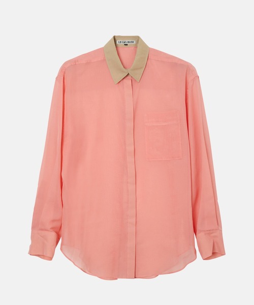 LE CIEL BLEU(ルシェルブルー)の「シアーシャツwコントラストカラー / Sheer Shirt w/Contrast Collar(シャツ/ブラウス・レディース・ブラック/ライトピンク・36)」の16枚目の写真