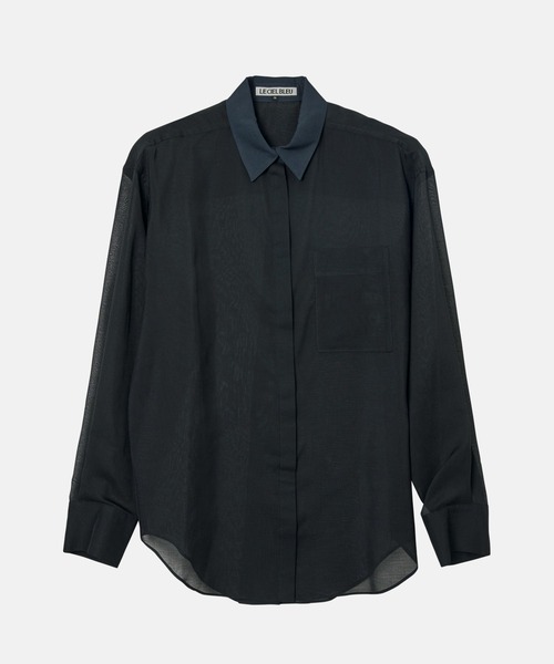 セール】シアーシャツwコントラストカラー / Sheer Shirt w/Contrast