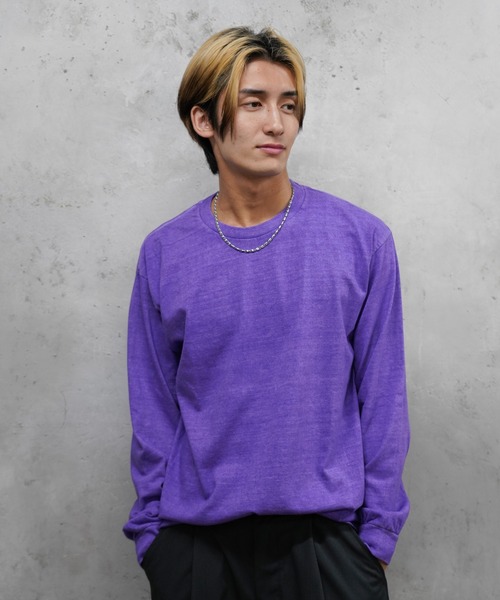 TOWNCRAFT(タウンクラフト)の「TOWNCRAFT / タウンクラフト 90S PIGMENT LS TEE ピグメントダイ 無地 長袖Tシャツ(Tシャツ/カットソー・メンズ・グレー/ターコイズブルー/ネイビー/パープル/ライトグリーン/ピンク/ブラック/ブルーグレー/ライトブルー/オリーブ・MEDIUM/LARGE/X-LARGE/XX-LARGE)」の9枚目の写真