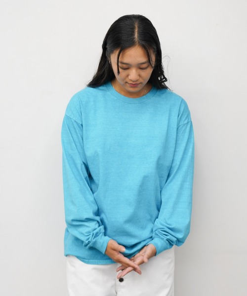 TOWNCRAFT(タウンクラフト)の「TOWNCRAFT / タウンクラフト 90S PIGMENT LS TEE ピグメントダイ 無地 長袖Tシャツ(Tシャツ/カットソー・メンズ・グレー/ターコイズブルー/ネイビー/パープル/ライトグリーン/ピンク/ブラック/ブルーグレー/ライトブルー/オリーブ・MEDIUM/LARGE/X-LARGE/XX-LARGE)」の8枚目の写真