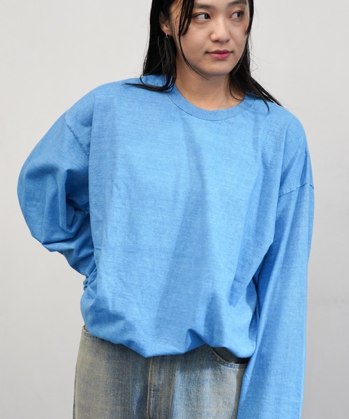 TOWNCRAFT(タウンクラフト)の「TOWNCRAFT / タウンクラフト 90S PIGMENT LS TEE ピグメントダイ 無地 長袖Tシャツ(Tシャツ/カットソー・メンズ・グレー/ターコイズブルー/ネイビー/パープル/ライトグリーン/ピンク/ブラック/ブルーグレー/ライトブルー/オリーブ・MEDIUM/LARGE/X-LARGE/XX-LARGE)」の6枚目の写真