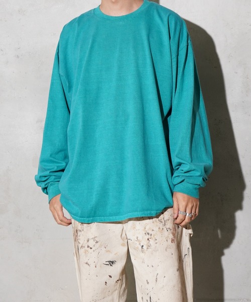 TOWNCRAFT(タウンクラフト)の「TOWNCRAFT / タウンクラフト 90S PIGMENT LS TEE ピグメントダイ 無地 長袖Tシャツ(Tシャツ/カットソー・メンズ・グレー/ターコイズブルー/ネイビー/パープル/ライトグリーン/ピンク/ブラック/ブルーグレー/ライトブルー/オリーブ・MEDIUM/LARGE/X-LARGE/XX-LARGE)」の19枚目の写真