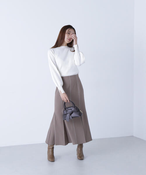 NATURAL BEAUTY BASIC（ナチュラルビューティーベーシック）の「◇プリーツスリーブニット（ニット/セーター・レディース・チャコールグレー/ライトグリーン/グレー/オフホワイト・FREE）」の6枚目の写真