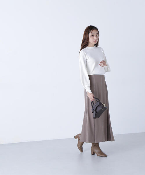 NATURAL BEAUTY BASIC（ナチュラルビューティーベーシック）の「◇プリーツスリーブニット（ニット/セーター・レディース・チャコールグレー/ライトグリーン/グレー/オフホワイト・FREE）」の8枚目の写真
