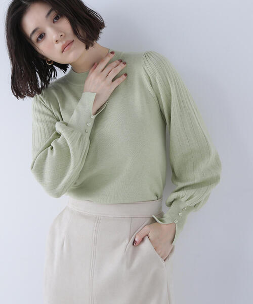 NATURAL BEAUTY BASIC（ナチュラルビューティーベーシック）の「◇プリーツスリーブニット（ニット/セーター・レディース・チャコールグレー/ライトグリーン/グレー/オフホワイト・FREE）」の13枚目の写真