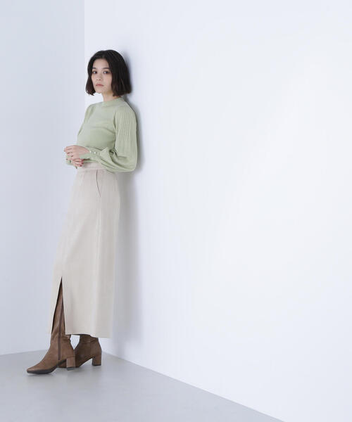 NATURAL BEAUTY BASIC（ナチュラルビューティーベーシック）の「◇プリーツスリーブニット（ニット/セーター・レディース・チャコールグレー/ライトグリーン/グレー/オフホワイト・FREE）」の14枚目の写真