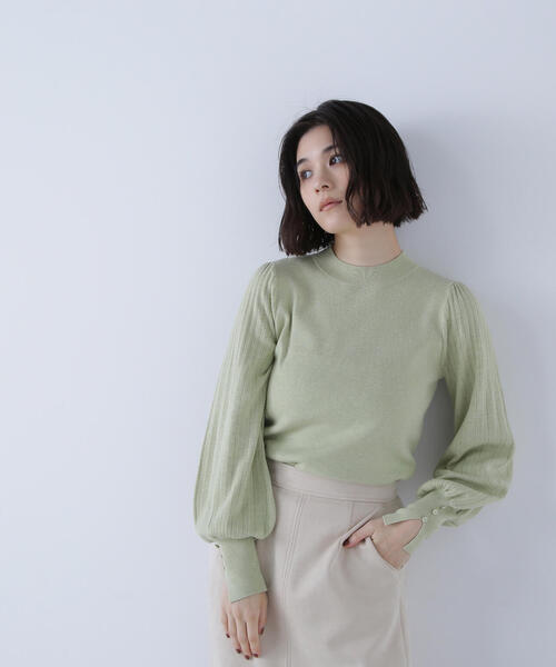 NATURAL BEAUTY BASIC（ナチュラルビューティーベーシック）の「◇プリーツスリーブニット（ニット/セーター・レディース・チャコールグレー/ライトグリーン/グレー/オフホワイト・FREE）」の15枚目の写真