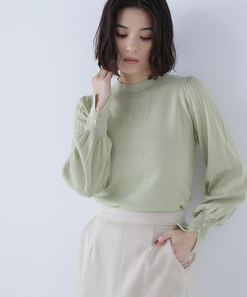 NATURAL BEAUTY BASIC（ナチュラルビューティーベーシック）の「◇プリーツスリーブニット（ニット/セーター・レディース・チャコールグレー/ライトグリーン/グレー/オフホワイト・FREE）」の19枚目の写真