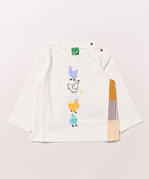 RAGMART(ラグマート)の「にわとりさんTシャツ(Tシャツ/カットソー・キッズ・グリーン/パープル/オフホワイト・90cm/80cm/70cm)」の1枚目の写真