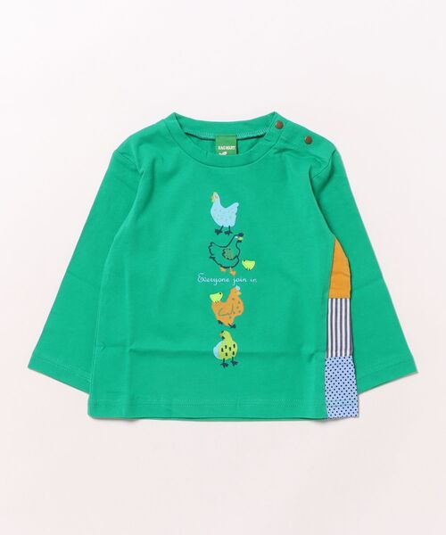 RAGMART(ラグマート)の「にわとりさんTシャツ(Tシャツ/カットソー・キッズ・グリーン/パープル/オフホワイト・90cm/80cm/70cm)」の2枚目の写真