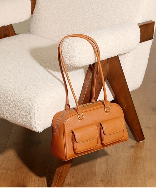 NiiNa / ニーナ 】高品質牛革ロングショルダー2ポケットボストンバッグ