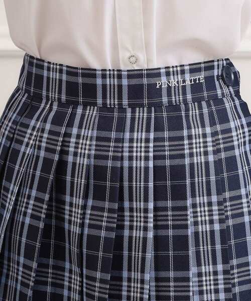 PINK-latte(ピンクラテ)の「【2026年入卒・セレモニー・卒服】チェックプリーツスカート(スカート・キッズ・ネイビー/ライトベージュ・15 /16)」の6枚目の写真