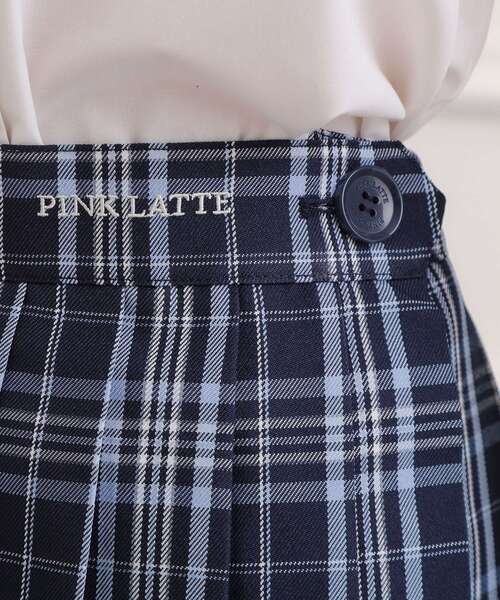 PINK-latte(ピンクラテ)の「【2026年入卒・セレモニー・卒服】チェックプリーツスカート(スカート・キッズ・ネイビー/ライトベージュ・15 /16)」の8枚目の写真