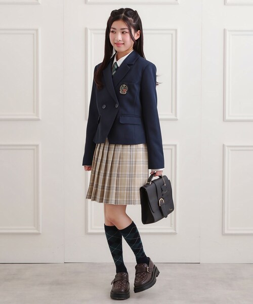 PINK-latte(ピンクラテ)の「【2026年入卒・セレモニー・卒服】チェックプリーツスカート(スカート・キッズ・ネイビー/ライトベージュ・15 /16)」の12枚目の写真