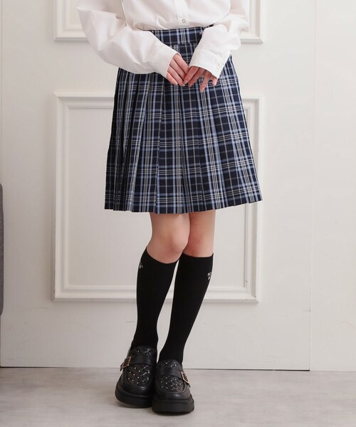 PINK-latte(ピンクラテ)の「【2026年入卒・セレモニー・卒服】チェックプリーツスカート(スカート・キッズ・ネイビー/ライトベージュ・15 /16)」の14枚目の写真