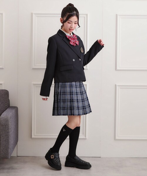 PINK-latte(ピンクラテ)の「【2026年入卒・セレモニー・卒服】チェックプリーツスカート(スカート・キッズ・ネイビー/ライトベージュ・15 /16)」の16枚目の写真