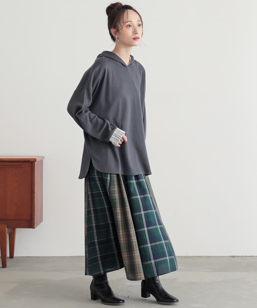 n'OrLABEL（ノアールレーベル）の「【機能素材】『レース切替ワッフルフードカットソー』（パーカー・レディース・ブルー/ブラック・FREE）」の12枚目の写真