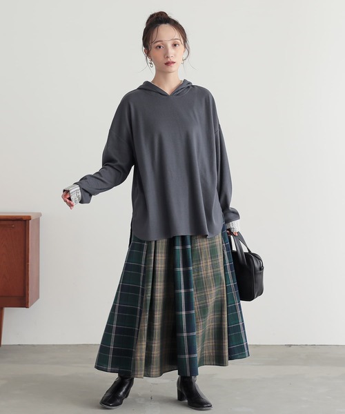 n'OrLABEL（ノアールレーベル）の「【機能素材】『レース切替ワッフルフードカットソー』（パーカー・レディース・ブルー/ブラック・FREE）」の10枚目の写真